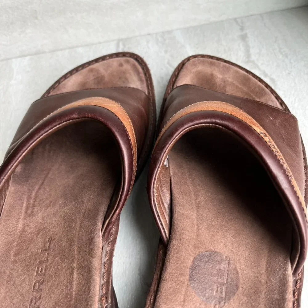 ** Merrell tetra trance sandals brown leather slides Size EU 37 US 6